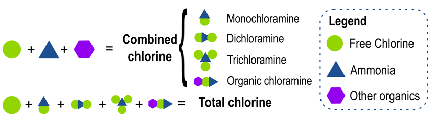 Free, combined, and total chlorine