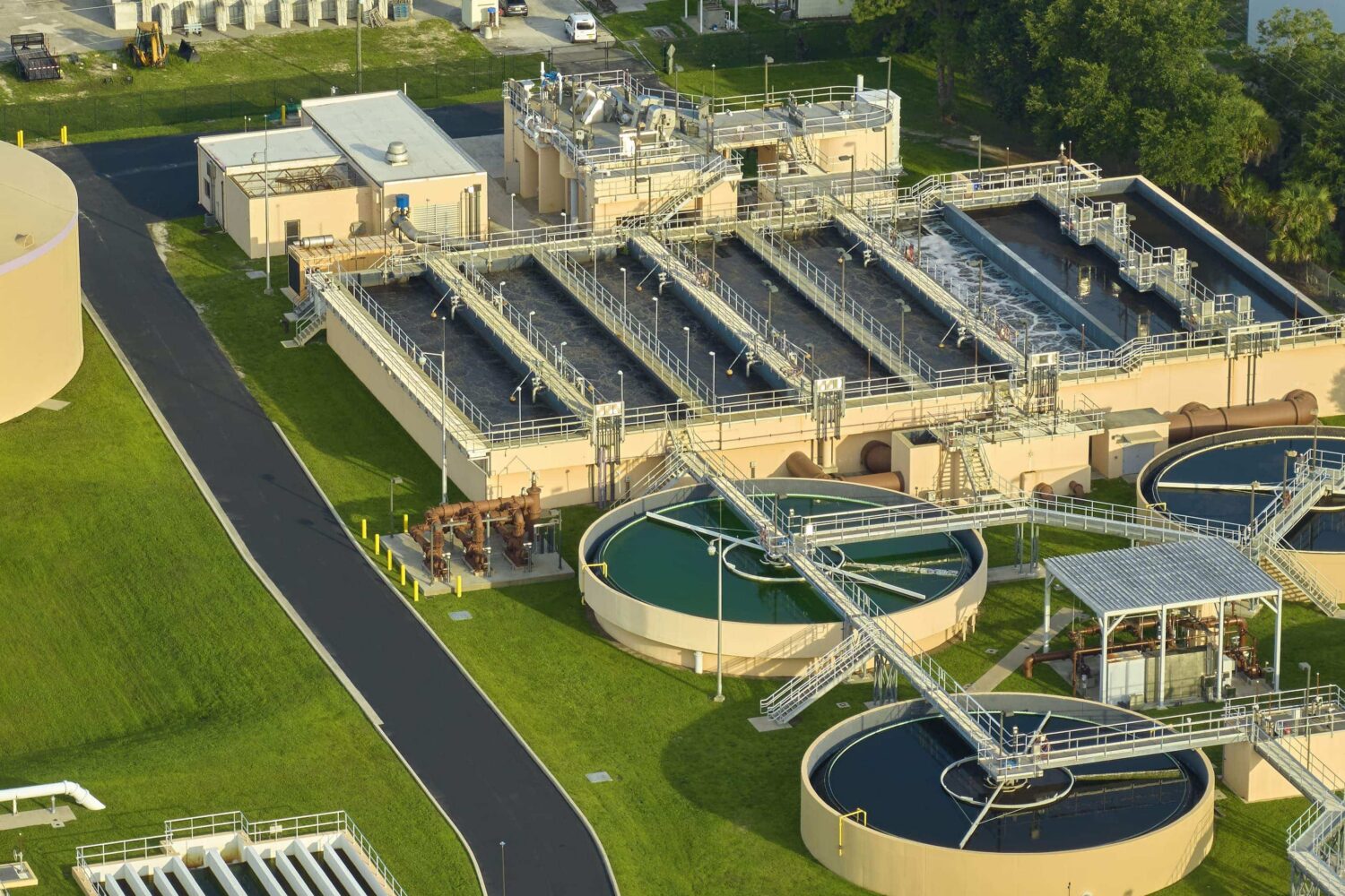 Aerial view of modern water cleaning facility