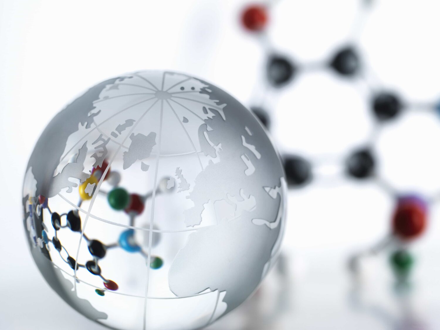 Globe with water molecular model